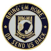 POW MIA ROUND PIN 1"  