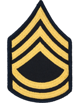 Army Service Uniform Female Chevron: Sergeant First Class - Gold Embroidered on Blue