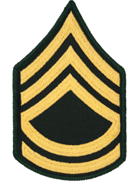 Class A Female Chevron: Sergeant First Class - Gold Embroidered on Green