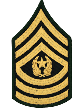 Class A Female Chevron: Command Sergeant Major - Gold Embroidered on Green