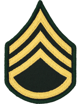 Class A Female Chevron: Staff Sergeant - Gold Embroidered on Green