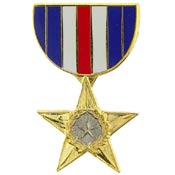 SILVER STAR MEDAL-PIN 1-1/8"  