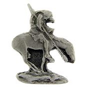 PEWTER HORSE WITH DEAD SOLDIER PIN  