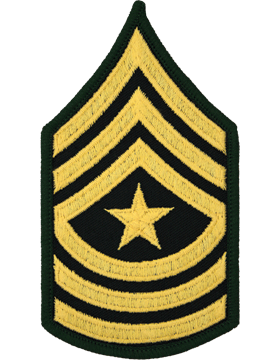 Class A Female Chevron: Sergeant Major - Gold Embroidered on Green