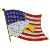 US FLAG WITH EAGLE HEAD PIN 1"  