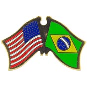 BRAZIL / USA FLAG PIN 1"  