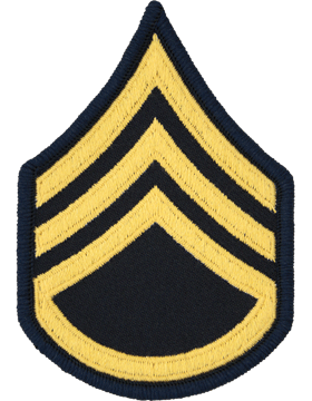 Army Service Uniform Female Chevron: Staff Sergeant - Gold Embroidered on Blue