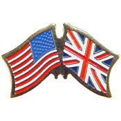 GREAT BRITAIN / USA FLAG PIN 1"  