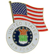 USAF LOGO W/ USA FLAG PIN 1"  