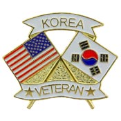 KOREAN VETERAN W/ FLAGS PIN 1"  