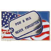 POW/MIA DOG TAGS PIN 1"  