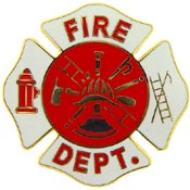 FIRE LOGO SHIELD WHITE PIN 1-1/2"  